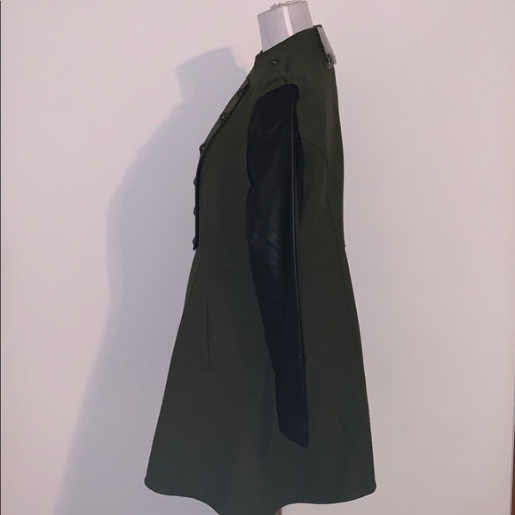 Olive Mixed Media Military Coat - Picture 6 of 7
